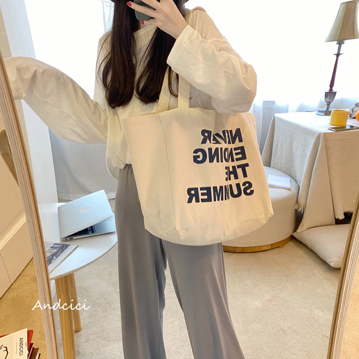 Never Ending Summer Canvas Tote Bag with Zip - Andcici