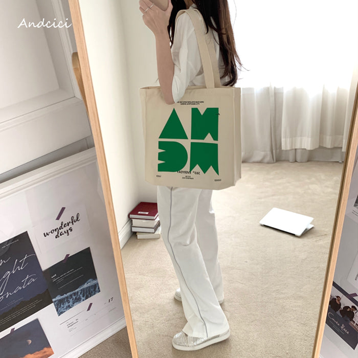 NAME Canvas Tote Bag with Zip - Andcici