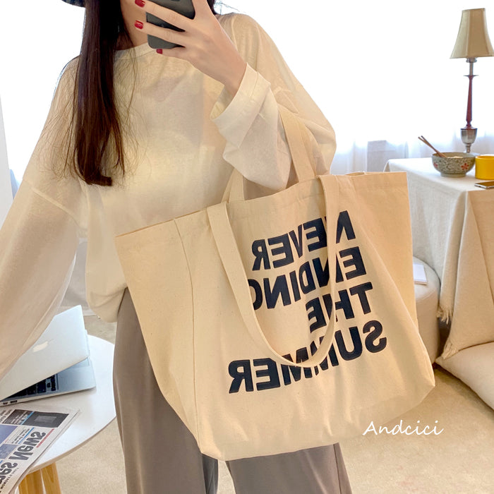 Never Ending Summer Canvas Tote Bag with Zip - Andcici