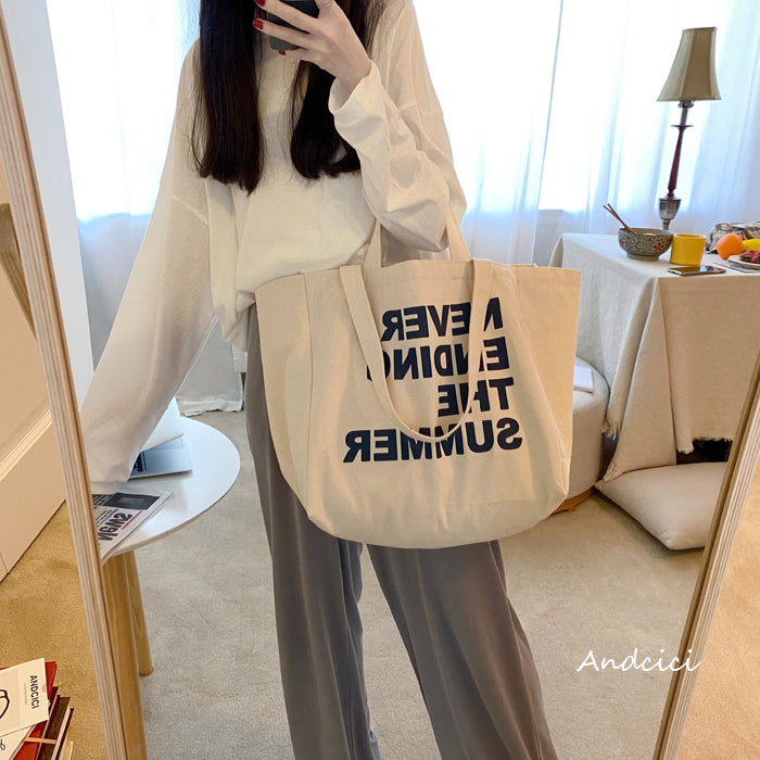 Never Ending Summer Canvas Tote Bag with Zip - Andcici