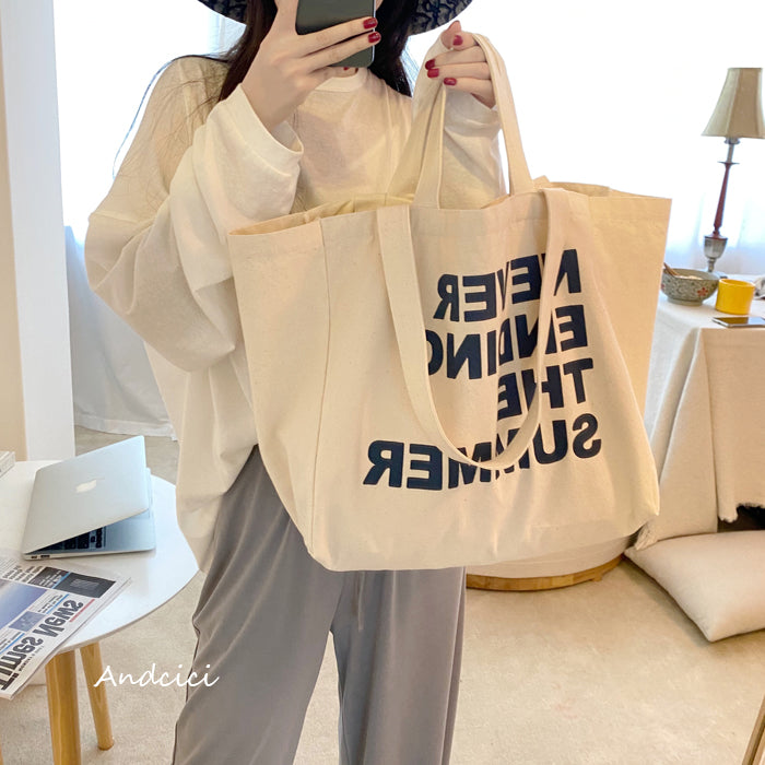 Never Ending Summer Canvas Tote Bag with Zip - Andcici
