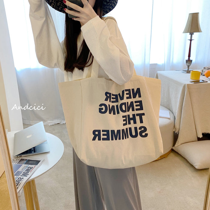 Never Ending Summer Canvas Tote Bag with Zip - Andcici