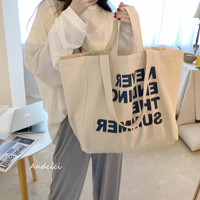 Never Ending Summer Canvas Tote Bag with Zip - Andcici