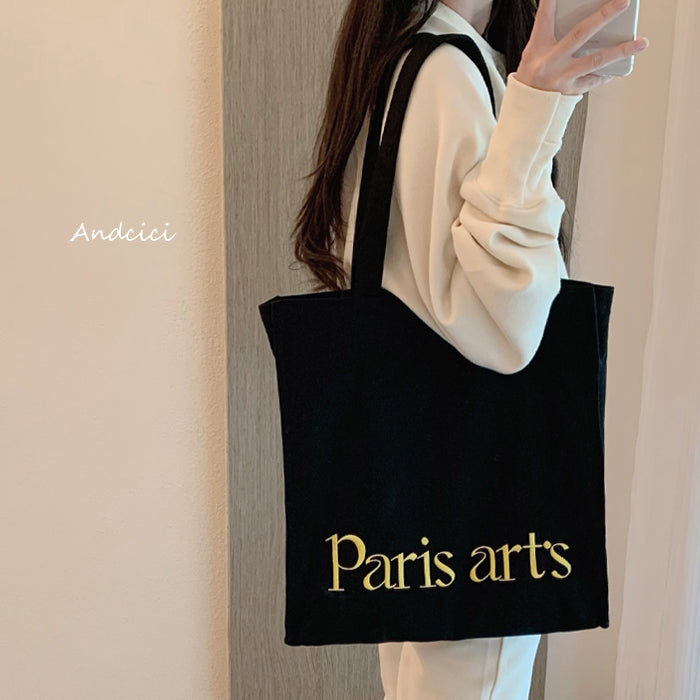 Paris Arts Canvas Tote Bag with Zip - Andcici