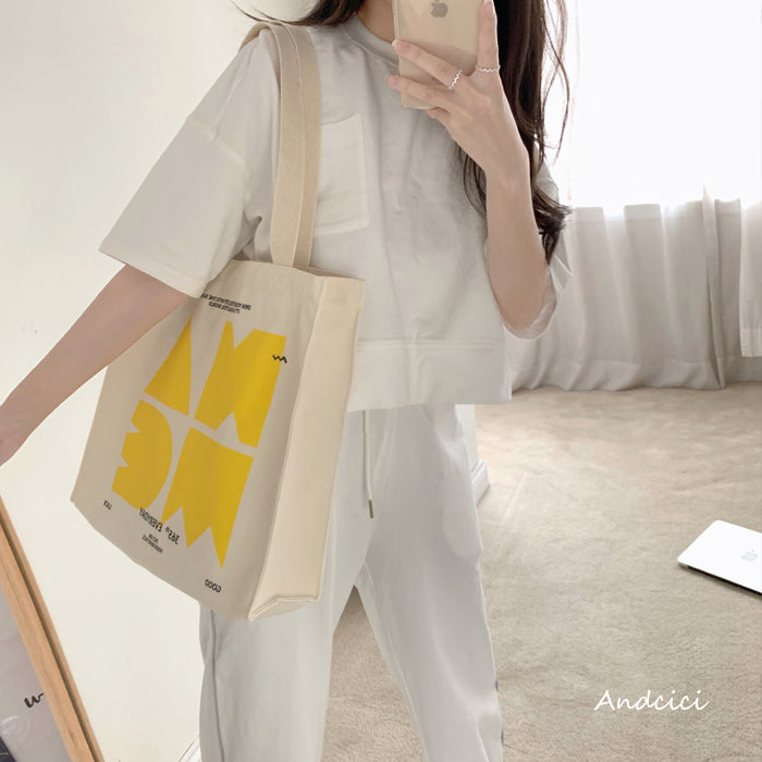 NAME Canvas Tote Bag with Zip - Andcici