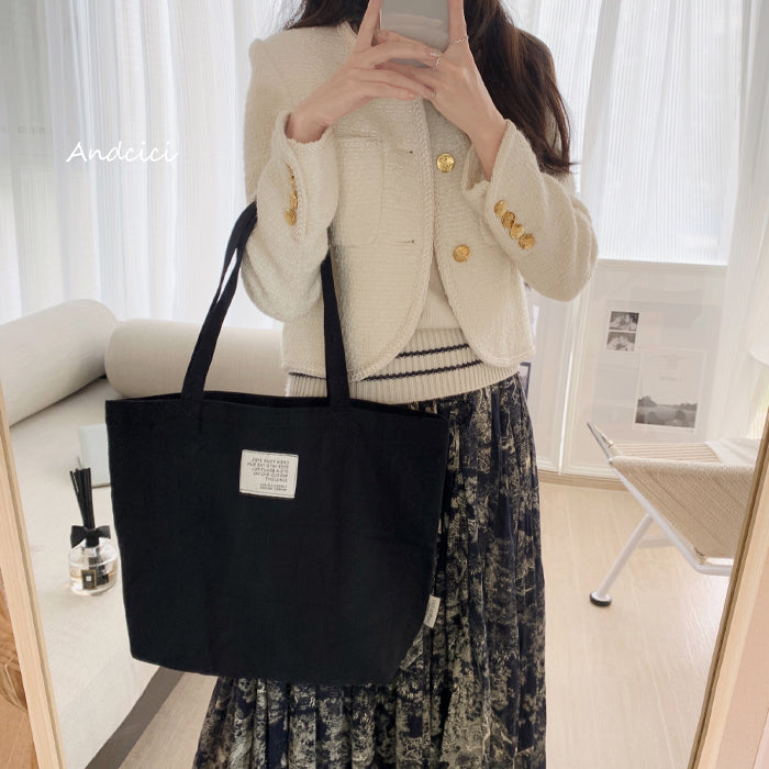 Free Love Bear Art Canvas Tote Bag with Zip - Andcici