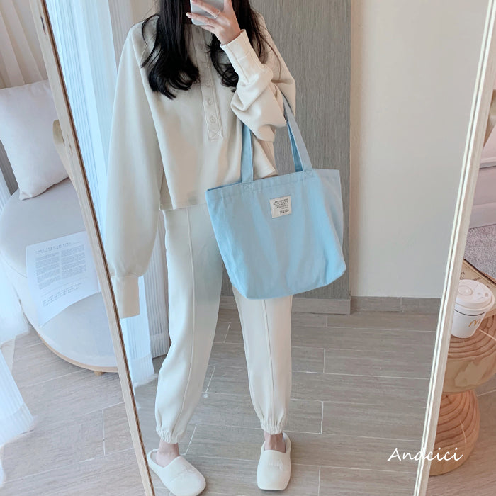 Free Love Bear Art Canvas Tote Bag with Zip - Andcici