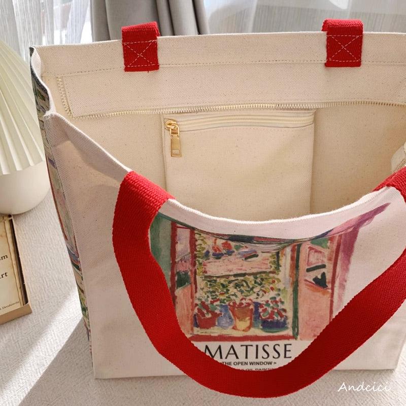 Henri Matisse The Open Window, Collioure, 1905 Shoulder Canvas Tote Bag with Zip - Andcici
