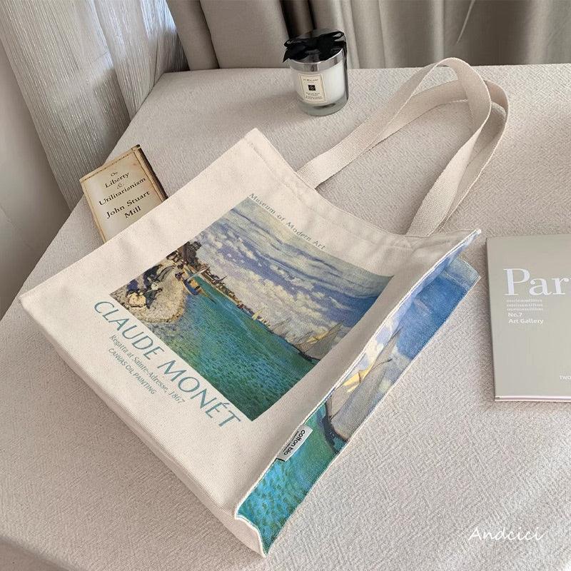 Claude Monet Regatta at Saint-Adresse, 1867, Shoulder Canvas Tote Bag with Zip - Andcici