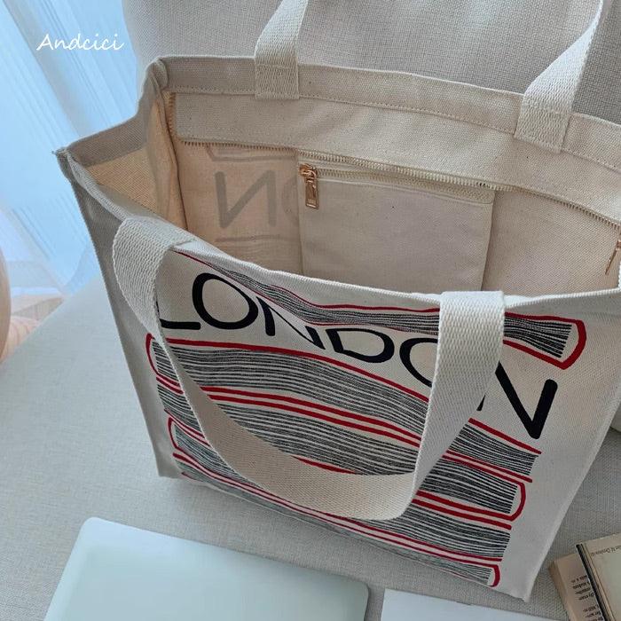 London Books with Red Covers Tote Bag with Zip - Andcici