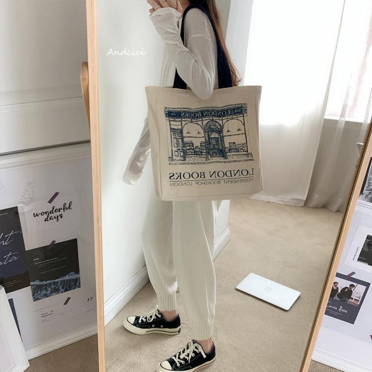 London Books Marylebone Book Store Tote Bag blue strap with Zip - Andcici