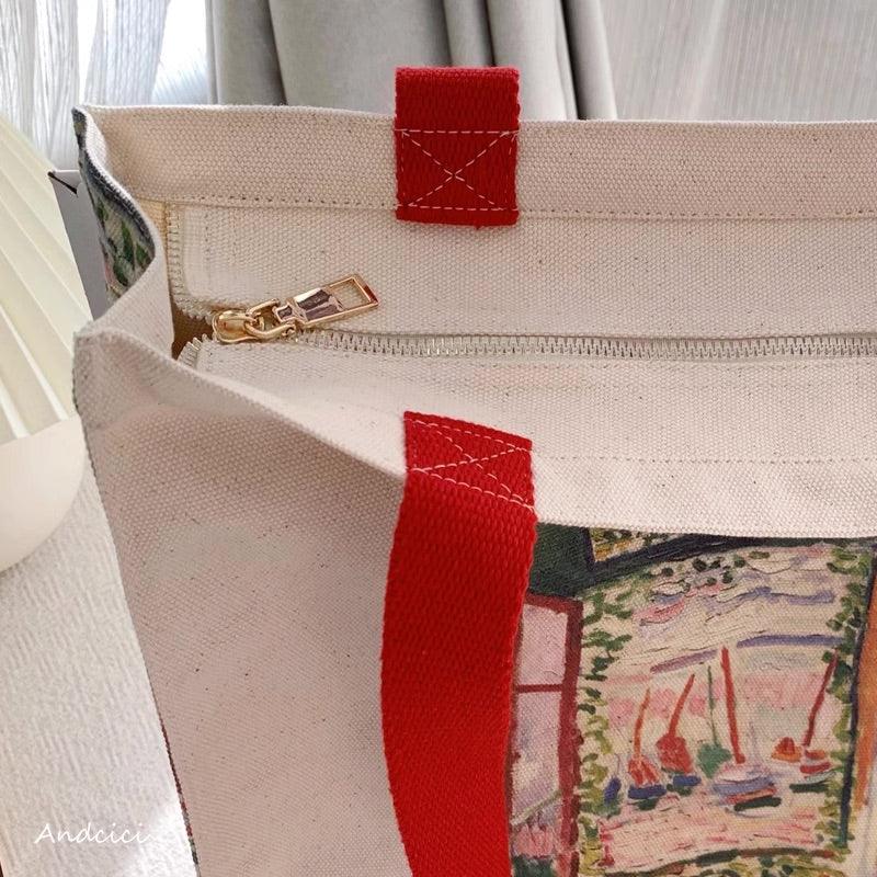 Henri Matisse The Open Window, Collioure, 1905 Shoulder Canvas Tote Bag with Zip - Andcici