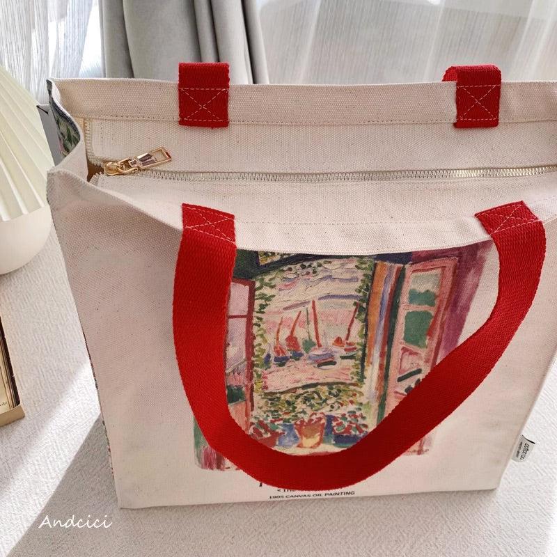 Henri Matisse The Open Window, Collioure, 1905 Shoulder Canvas Tote Bag with Zip - Andcici