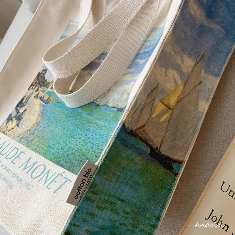 Claude Monet Regatta at Saint-Adresse, 1867, Shoulder Canvas Tote Bag with Zip - Andcici