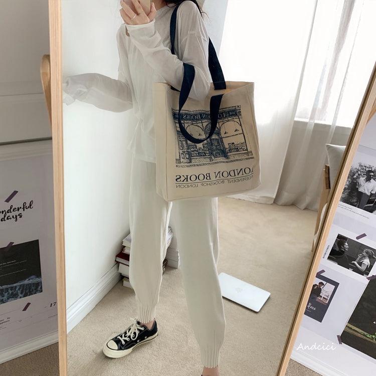 London Books Marylebone Book Store Tote Bag blue strap with Zip - Andcici