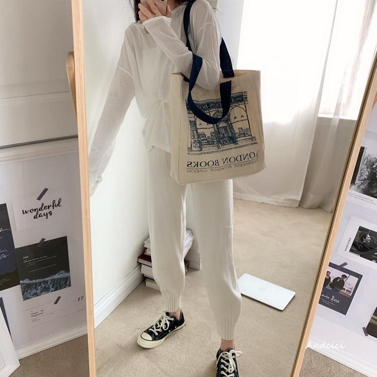 London Books Marylebone Book Store Tote Bag blue strap with Zip - Andcici