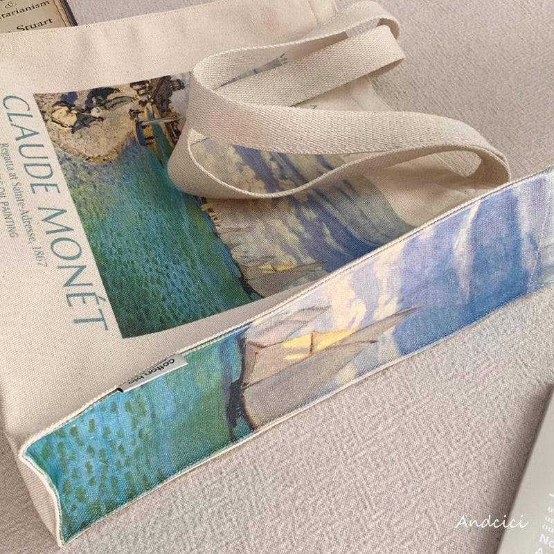 Claude Monet Regatta at Saint-Adresse, 1867, Shoulder Canvas Tote Bag with Zip - Andcici