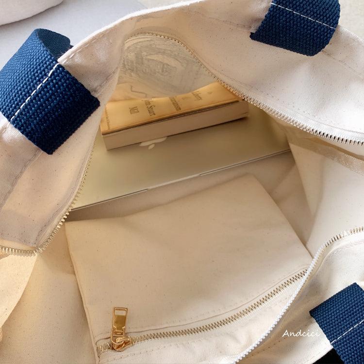 London Books Marylebone Book Store Tote Bag blue strap with Zip - Andcici