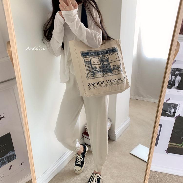 London Books Marylebone Book Store Tote Bag blue strap with Zip - Andcici