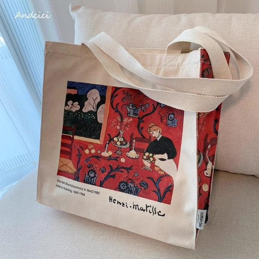 Henri Matisse Harmony in Red, 1908 Shoulder Canvas Tote Bag with Zip - Andcici