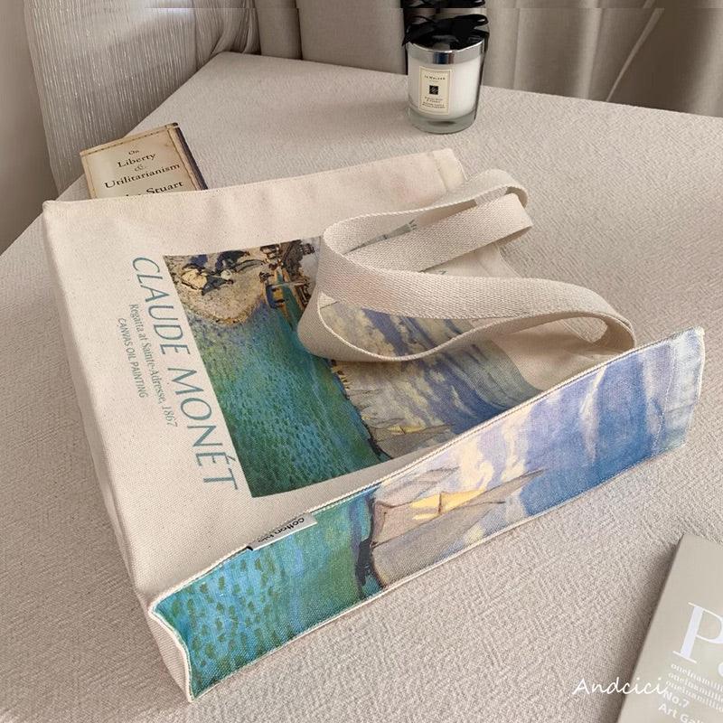 Claude Monet Regatta at Saint-Adresse, 1867, Shoulder Canvas Tote Bag with Zip - Andcici
