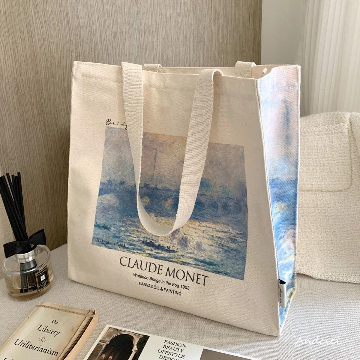 Claude Monet Waterloo Bridge, Effect of Fog, 1903 Canvas Tote Bag with Zip - Andcici