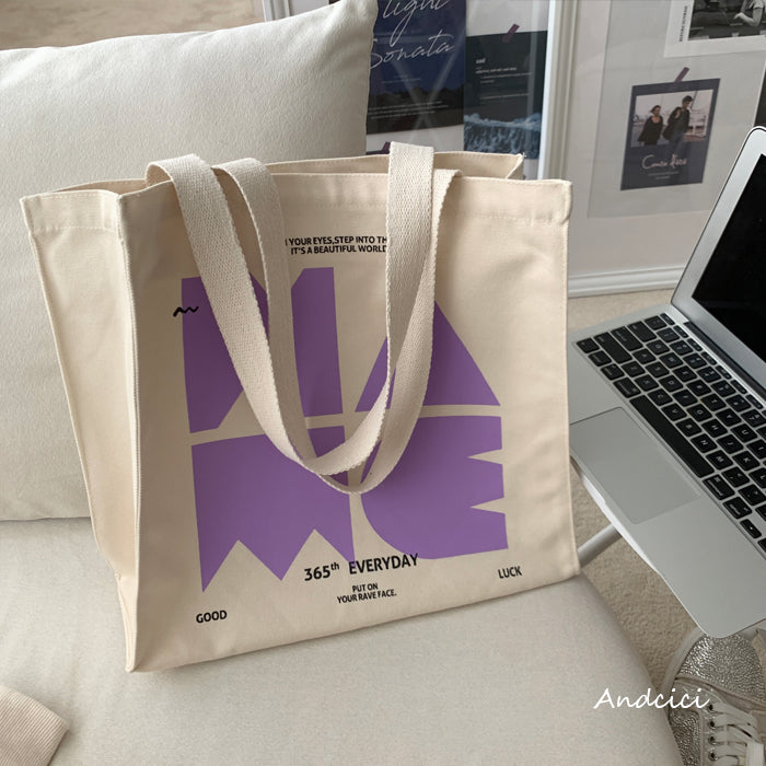 NAME Canvas Tote Bag with Zip - Andcici