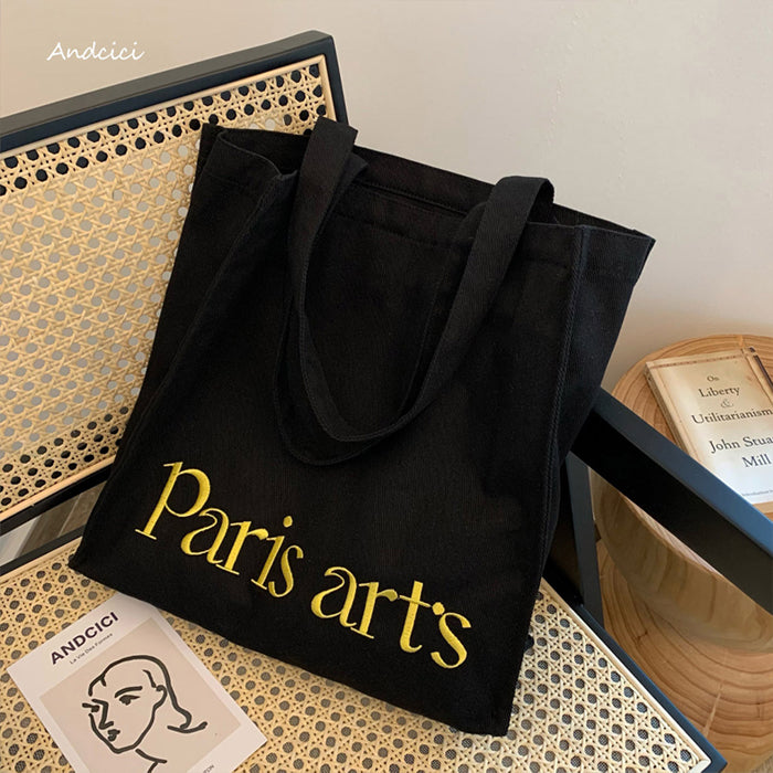 Paris Arts Canvas Tote Bag with Zip - Andcici
