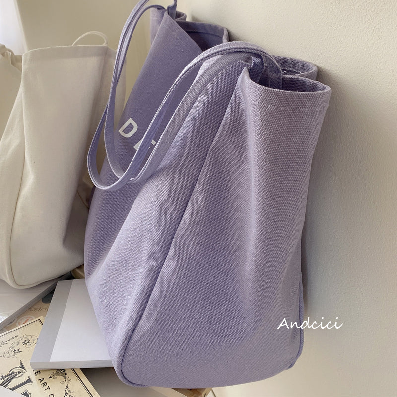 DELIGHT Canvas Tote Bag with Inner Zipped Pocket - Andcici