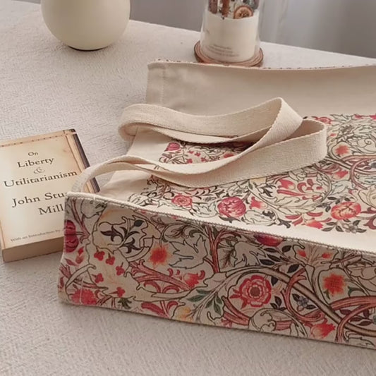 William Morris Pink & Rose, 1890 Canvas Tote Bag with Zip