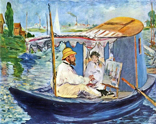 Claude Monet Painting in his Studio-Boat, 1874