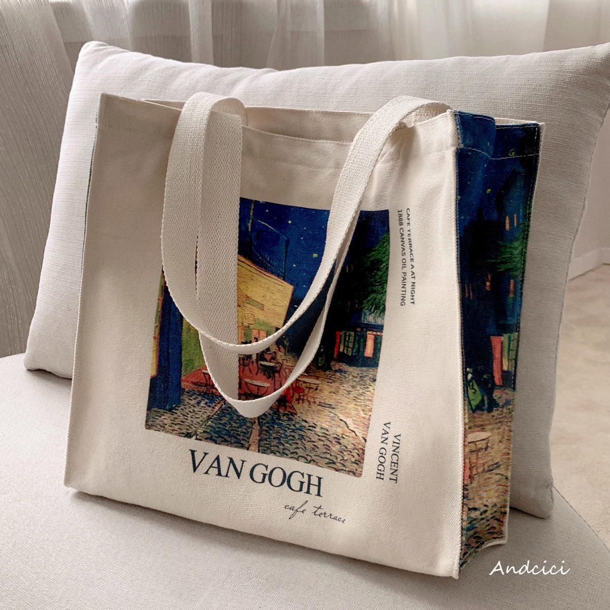 Vincent Van Gogh Café Terrace at Night, 1888 Canvas Tote Bag with Zip - Andcici