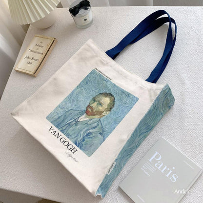 Vincent Van Gogh Self Portrait,  1889 Canvas Tote Bag with Zip - Andcici