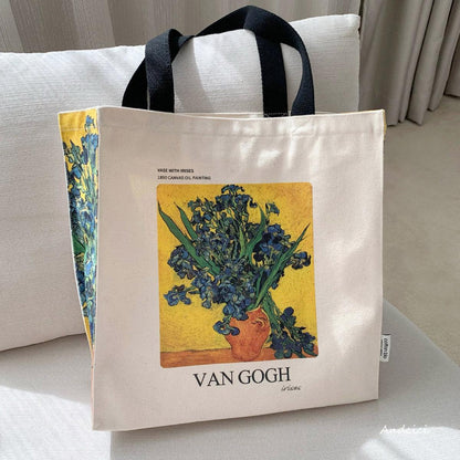 Vincent Van Gogh Vase with Irises, 1889-1890 Canvas Tote Bag with Zip - Andcici