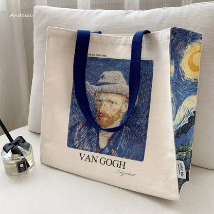 Vincent Van Gogh Self Portrait, 1887 Canvas Tote Bag with Zip - Andcici