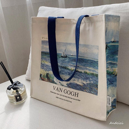 Vincent Van Gogh Seascape, 1888 Canvas Tote Bag with Zip - Andcici