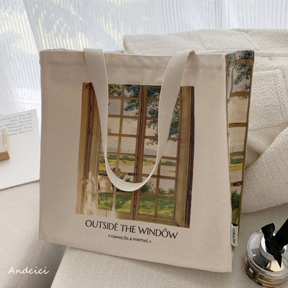 Outside The Window Canvas Tote Bag with Zip