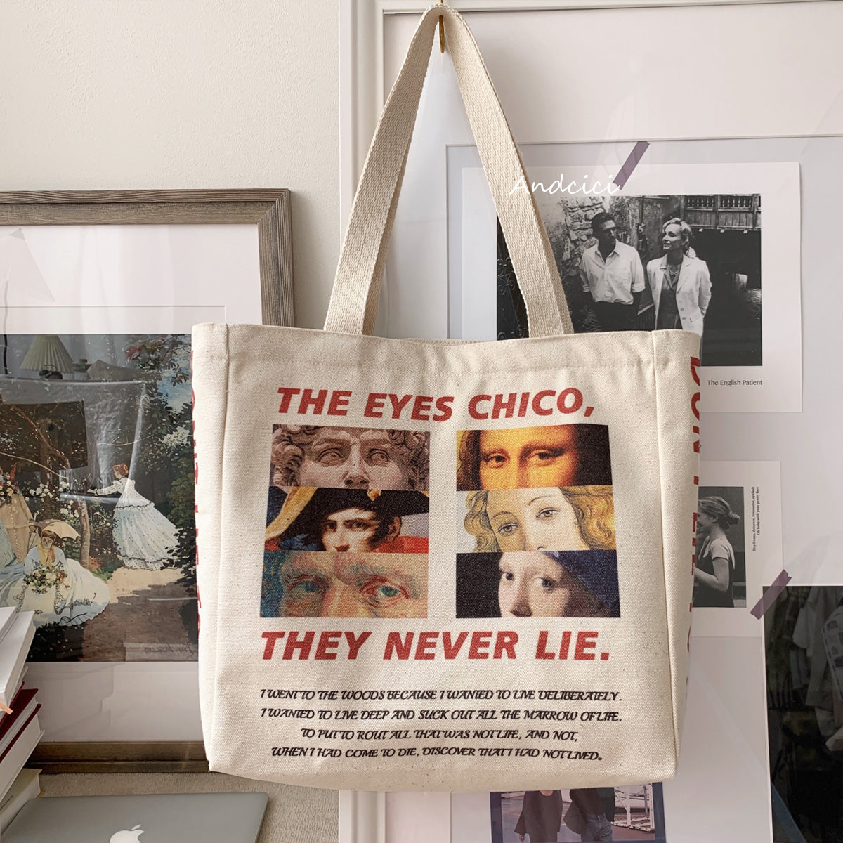 Eyes Never Lie Canvas Tote Bag with Zip