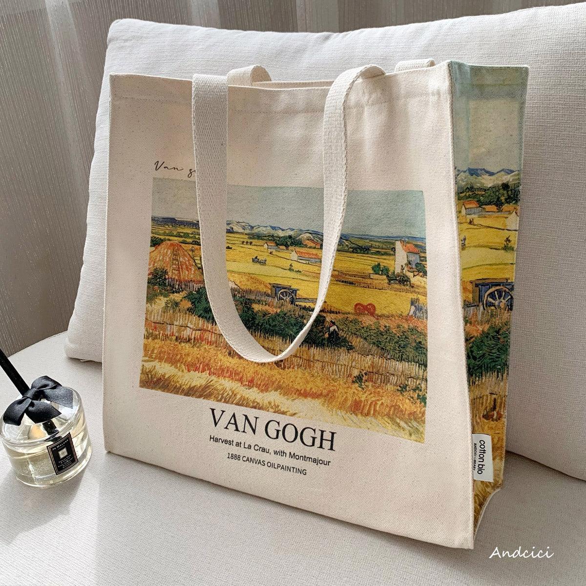 Vincent Van Gogh The Harvest, 1888 Canvas Tote Bag with Zip - Andcici