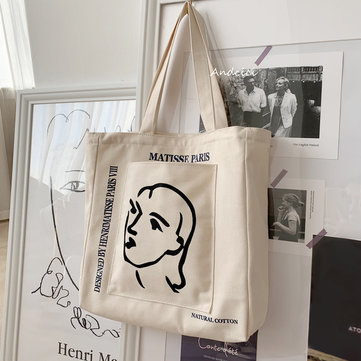 Henri Matisse Nadia au cheveux lisse, 1948 Canvas Tote Bag with Zip - Andcici