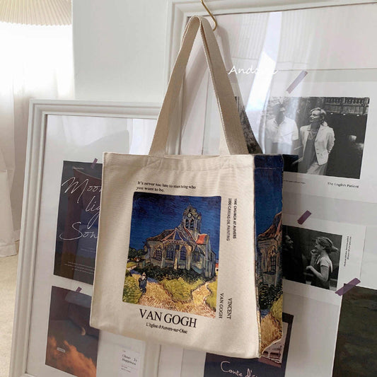 Vincent Van Gogh L'Église d’Auvers-sur-Oise, 1890 Canvas Tote Bag with Zip