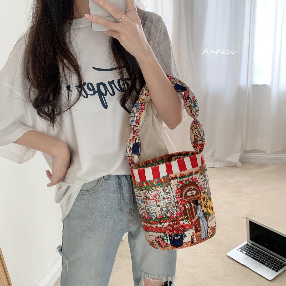 The Flower Shop Crossbody Bucket Bag - Andcici