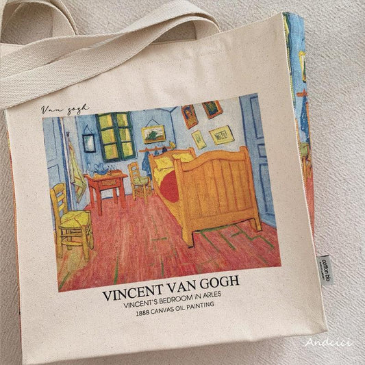 Vincent Van Gogh Bedroom in Arles, 1888 Canvas Tote Bag with Zip - Andcici