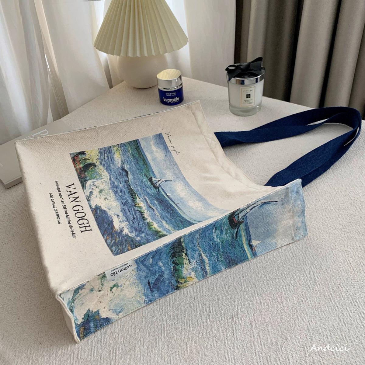 Vincent Van Gogh Seascape, 1888 Canvas Tote Bag with Zip - Andcici