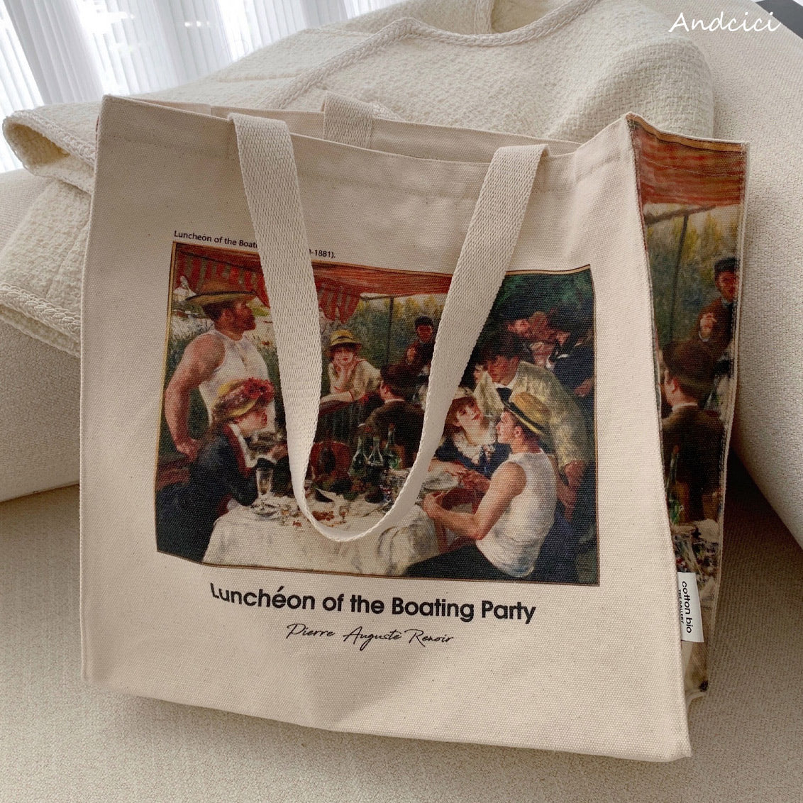 Pierre-Auguste Renoir Luncheon of the Boating Party, 1881 Canvas Tote Bag with Zip