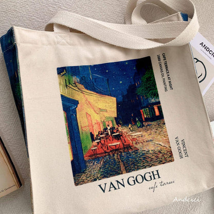 Vincent Van Gogh Café Terrace at Night, 1888 Canvas Tote Bag with Zip - Andcici