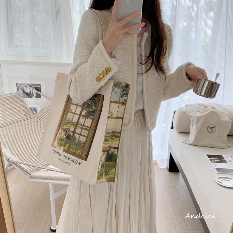 Outside The Window Canvas Tote Bag with Zip