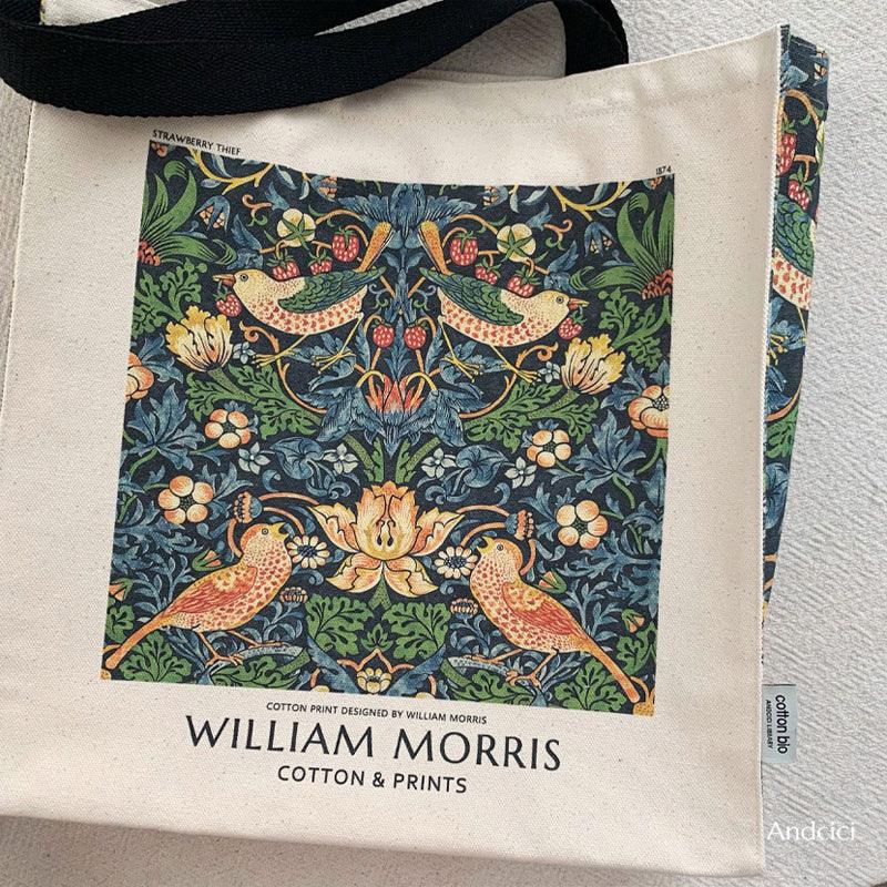 William Morris Strawberry Thief, 1883 Canvas Tote Bag with Zip - Andcici