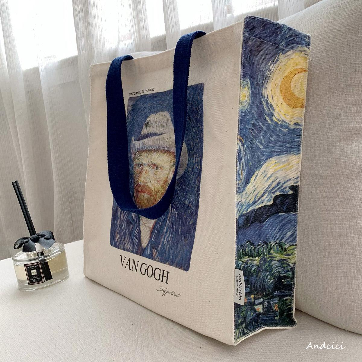 Vincent Van Gogh Self Portrait, 1887 Canvas Tote Bag with Zip - Andcici