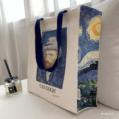 Vincent Van Gogh Self Portrait, 1887 Canvas Tote Bag with Zip - Andcici